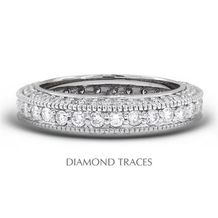 Platinum Pave Diamond Setting - Diamond Traces UD-EWB457-1241 Platinum 950 Pave Setting 1.88 Carat Total Natural Diamonds Vintage with Milgrain Eternity Ring