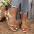 thumbnail image 2 of Rokment Metallic Woven Leather Wedge Flip Flops Stylish Casual Leather Comfortable Low Heel Dressy Sandals with Adjustable Back Strap Yellow Size 6.5, 2 of 8