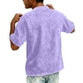 thumbnail image 5 of Mens Distressed Henley Shirts Retro Short Sleeve Cotton Tee Shirts Casual Button Down Washed T-Shirts Light Purple 3XL, 5 of 7