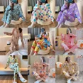 thumbnail image 2 of Conjunto de ropa de dormir holgada de manga larga con cuello redondo para mujer, pijama cómodo con estampado de dibujos animados para el hogar, camisón de dos piezas para mujer, 2 of 5