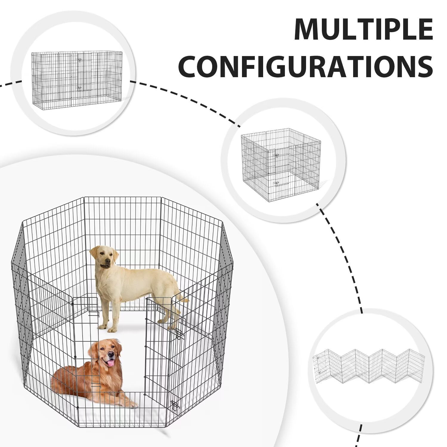 YRLLENSDAN,42In,8 Panel,Outdoor Dog Fence,Puppy Play Pen for Indoors,Dog Play Pen Indoors,Easy To Assemble and Store,Foldable,Black