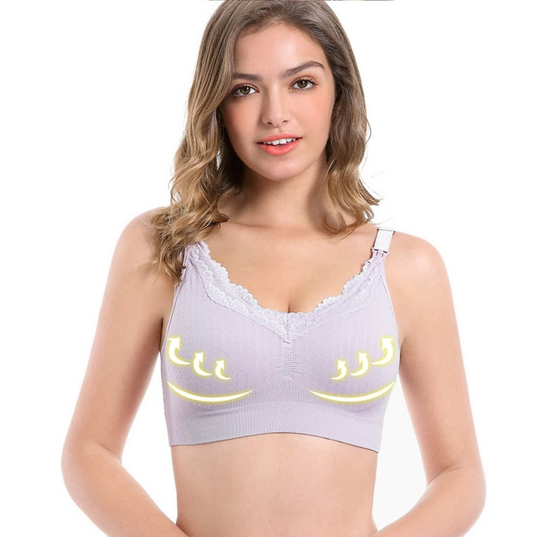 YWDJ Nursing Bras for Breastfeeding No Underwire Front Closure Front Clip  Zip Snap Maternity Front Close Breathable Seamless Ladies Traceless No  Steel Ring Front Buckle Breastfeeding Purple M 