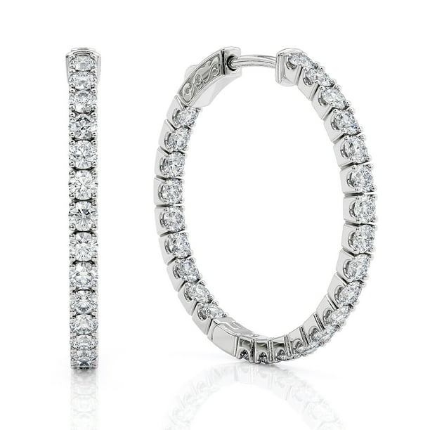 Beverly Hills Jewelers 1 Carat Diamond InsideOut Hoop Earrings for