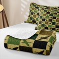 thumbnail image 4 of Erosebridal Rustic Duck Silhouette Quilt King for Boys Men, Olive Green Plaid Check King Coverlet Set, 3 Pieces, 4 of 7