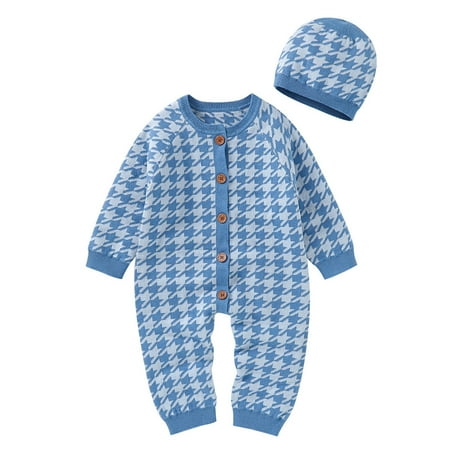 

Zlekejiko Boy Sweater Cotton Girl Knitted Romper Jumpsuit Hat Set Outfits Baby Boys Romper&Jumpsuit