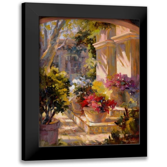Carr, Betty 12x14 Black Modern Framed Museum Art Print Titled - Flowered Courtyard