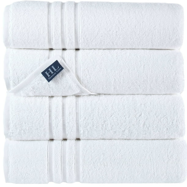 Hammam Linen Bath Towels 4 Piece Set White Soft Fluffy, Absorbent and