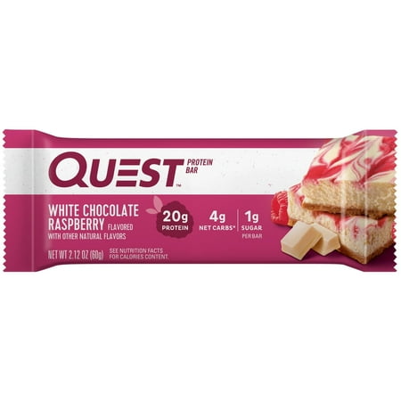 Quest Protein Bar, White Chocolate Raspberry, 20g Protein, Gluten Free, 1 Ct