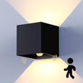 thumbnail image 1 of BOYIR Iluminación de pared de 12W para uso interior/exterior con detector de movimiento, aplique de pared impermeable IP 65 Aplique de salón LED con ángulo de haz ajustable, exterior 3000K blanco, 1 of 5