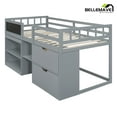 thumbnail image 5 of Low Loft Bed Twin Size with Rolling Desk, Storage Shelves and Chalkboard, Loft Bed with Storage Drawer and Full-Length Guardrail, Twin Loft Bed, Gray, 5 of 13