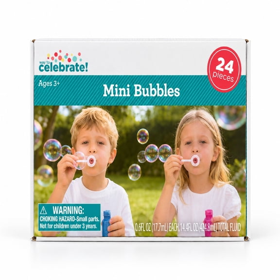 Way To Celebrate Mini Bubbles Party Favors, 0.6 oz, 24 Count