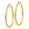 thumbnail image 2 of 10K Yellow Gold Earring Hoop Women'S 40 mm 3 Diamond-Cut 3Mm Round Earrings, 2 of 2