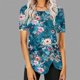 thumbnail image 2 of Blusas de Manga Corta para las Mujeres Botón Impreso Cuello Redondo Top Casual, Blusas para las Mujeres Casual, 2 of 5