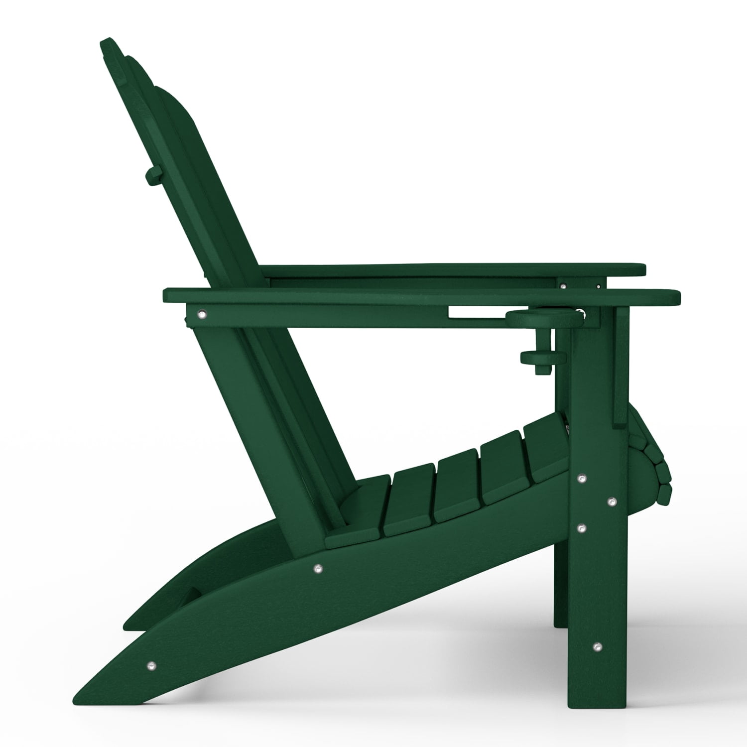 WestinTrends Highland Outdoor Patio HDPE Adirondack Chair With Cup Holder, Dark Green