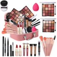 thumbnail image 1 of Delymol Kit de maquillaje todo en uno para niñas adolescentes – 2 x 16 colores sombra de ojos base líquida delineador de ojos lápices de contorno brillo de labios lápices de cejas y 8 brochas de maqui, 1 of 5