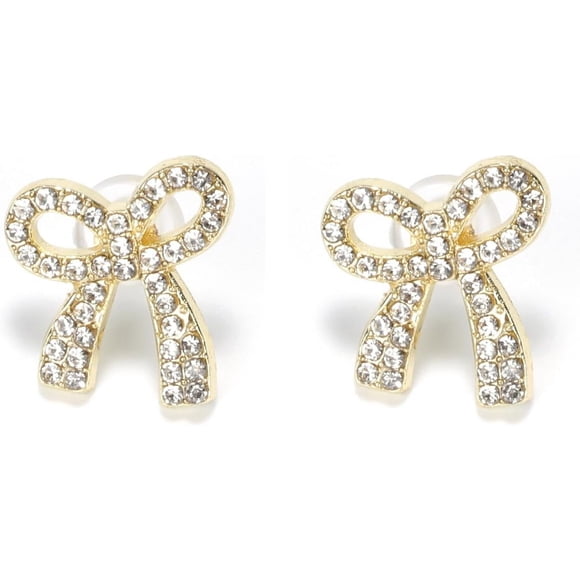 PinesC Gold/Silver Bow Earrings for Women, Post Ribbon Knot Earrings Bow Stud Earrings Daily Jewelry for Women