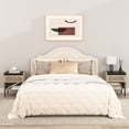 thumbnail image 2 of Demi Bonn Nightstand Set of 2, Bedside Table with Decorated Drawers, Wood Accent Side End Table with Storage for Bedroom, Beige, 2 of 8