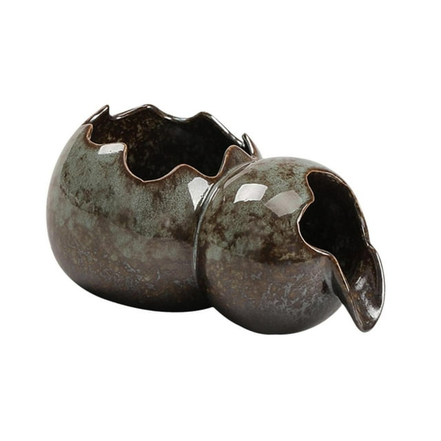 Fuente de agua de cerámica para jardín, maceta de 21 x 15,5 x 11,5 cm para decoración de paisajes, tanque de agua abierto multiusos, decoración de Estilo C