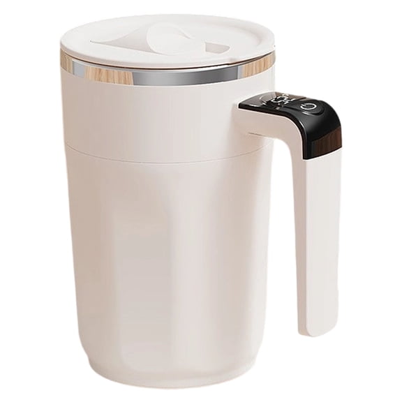 XSCPXTT Rechargeable Heated Coffee Mug,Smart Drinkware Cup,Temperature Display with Lid for Hot Drinks,Portable Insulated Design,Electric Mug Accessory,Office Home White