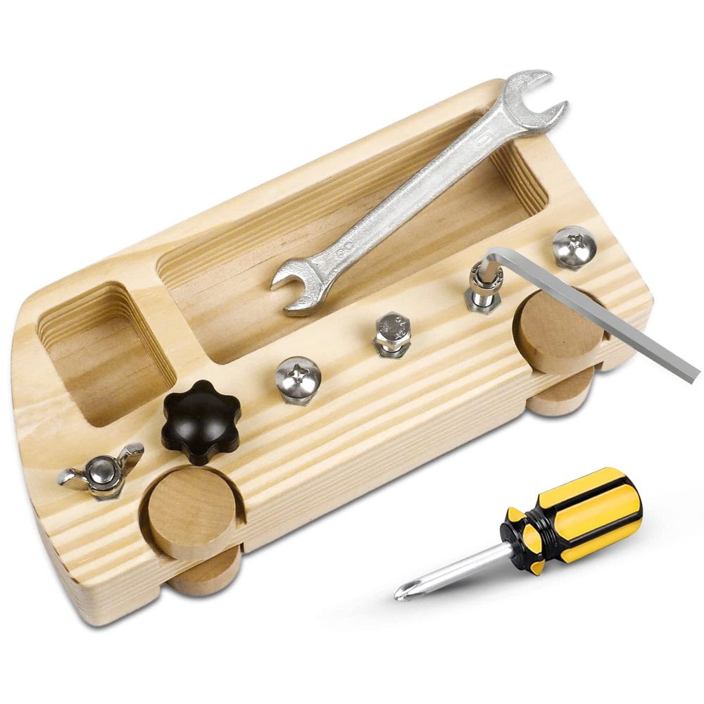 Jeu De Tournevis Montessori En Bois - Planche à Visser Éducative Avec 7 Vis, Clés Et Cadenas Pour Enfants 3-5 Ans