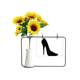 thumbnail image 1 of Tacones negros silueta patron Tarjeta de bendición de jarrón de girasol artificial, 1 of 3