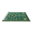 thumbnail image 2 of Ahgly Company Machine Washable Indoor Round Abstract Turquoise Blue Modern Area Rugs, 3' Round, 2 of 4