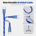 thumbnail image 2 of 3ft USB-C to USB-C 60W Fast Charging Cable Cloth Braided, Blue,2 pack, 2 of 7