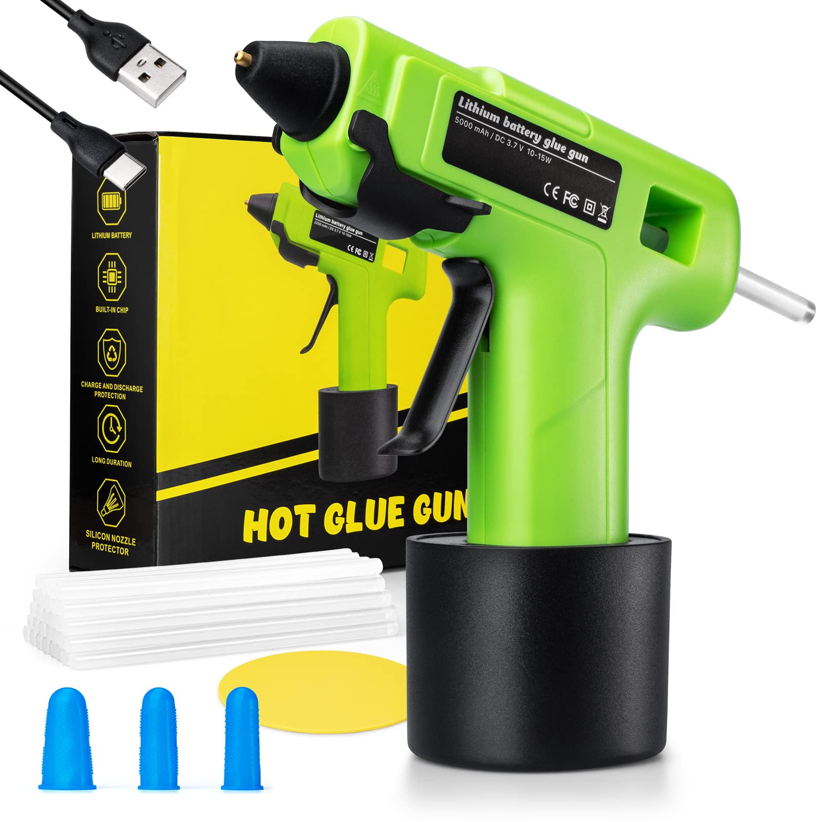 Beiou Cordless Hot Glue Gun,Fast Preheating Hot Glue Gun Kit with 30