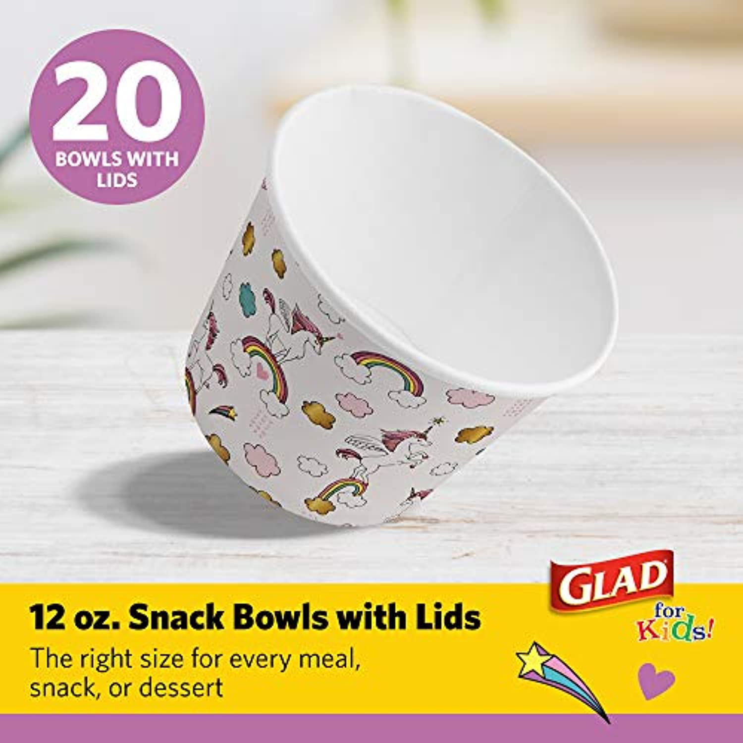 Glad for Kids Rocket Ship 12 oz Paper Snack Bowls with Lids, 20-Ct