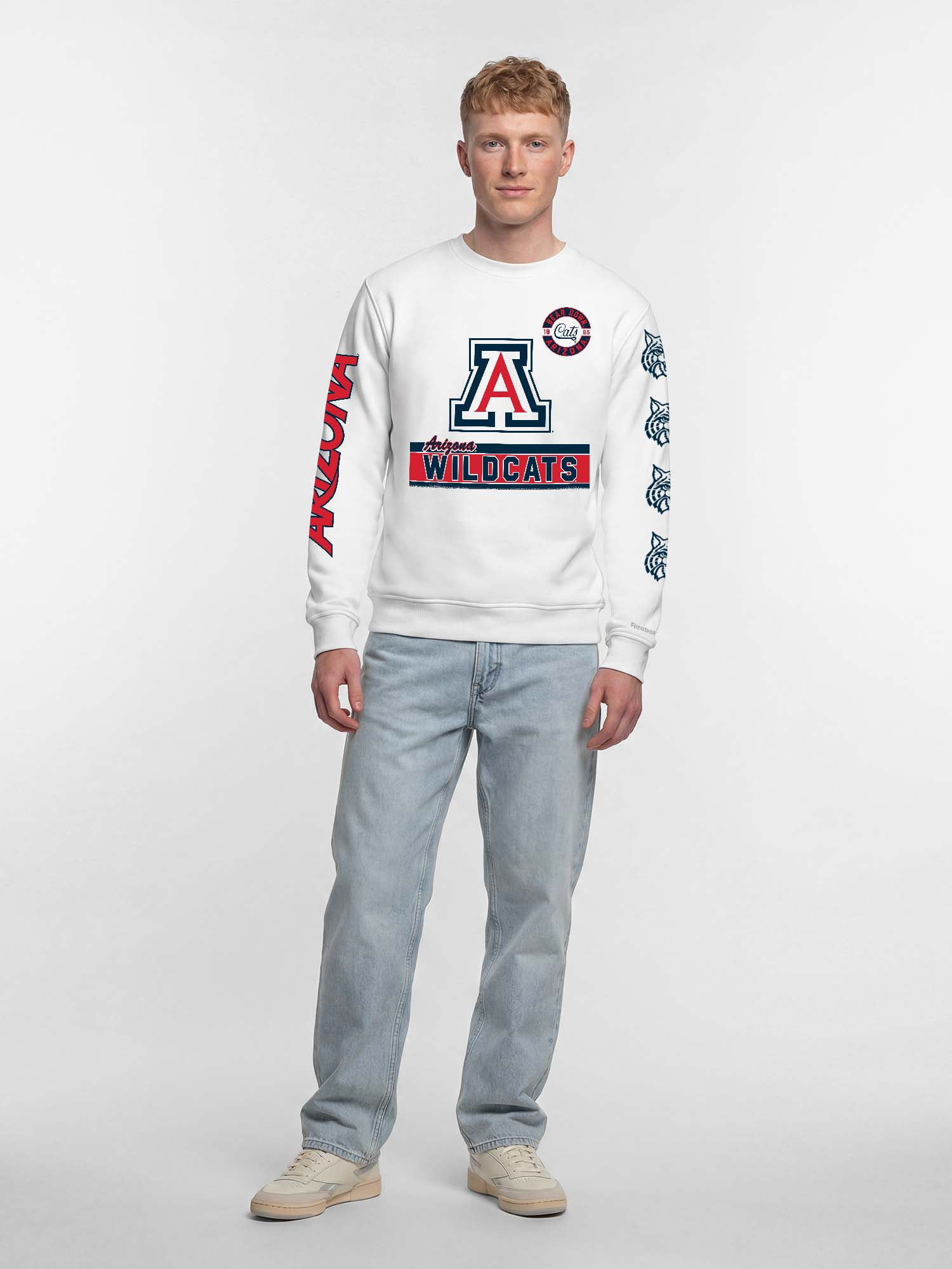 Arizona Wildcats Reebok Mens White Crew Sweatshirt
