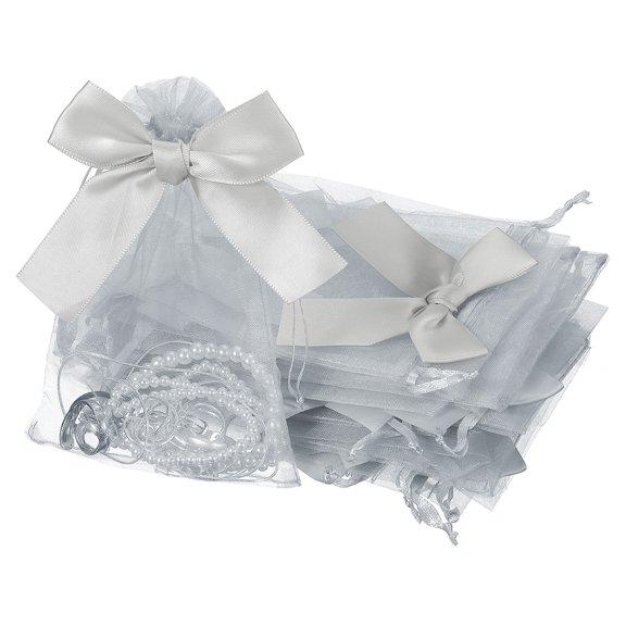 Uxcell 20 Count Bow Organza Gift Bags, Wedding Favor Bag Gray 4.3" x 6.3"