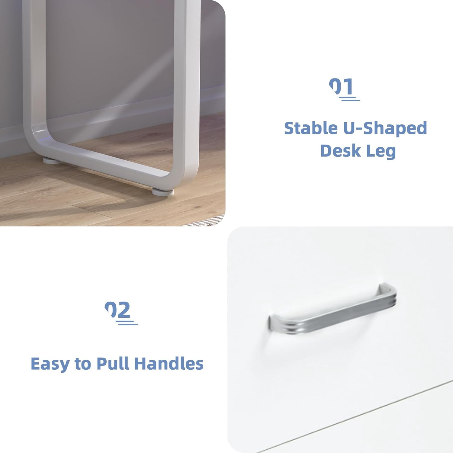 DreamCurship 67 inch Computer Desk with Monitor Stand, Writing Desk with Adjustable LED Light, Reversible Home Office Desk with 3 Storage Drawers, White and Walnut