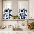 thumbnail image 3 of Abstract Lines Art Curtain Valances Set Black Blue Geometric Square Frame Kitchen Curtains 24&nbsp;inch Length Rod Pocket Valance and Tiers 3 Piece Set Small Bedroom Bathroom Laundry Decor, 3 of 9