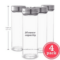 thumbnail image 5 of Juice Bottles - 4 Pack Wide Mouth Glass Bottles with Lids - for Juicing, Smoothies, Infuse Water, Beverage Storage - 16oz, Stainless Steel Lids, Leakproof, Reusable, Borosilicate, 5 of 5