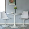thumbnail image 2 of Mid-Century Modern White Tulip Side Chair with White Cushioned Seat - Stylish and Comfortable Polypropylene Swivel Accent Chair for Home Office, Living Room or Kitchen Bar, Set of 2, 2 of 6