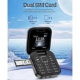 thumbnail image 2 of Flip Phone 2G 1.77 Inch Portable Dual SIM Dual Standby 1000mAh 3 Card Slots Multifunctional Flip Senior Button Phone for Gift Black, 2 of 4
