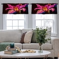 thumbnail image 4 of LALILO Kitchen Curtain Valance Pastel Modern Pink Lily Rod Pocket Window Curtain 52"x 18" Set of 2, 4 of 5