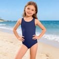 thumbnail image 3 of Lixiuxyad Solid Color Piece Swimsuit For Girls Comfortable Bathing With UPF 50 Sun,One-Piece Swimsuit Sizes 5-6 Years Blue, 3 of 5