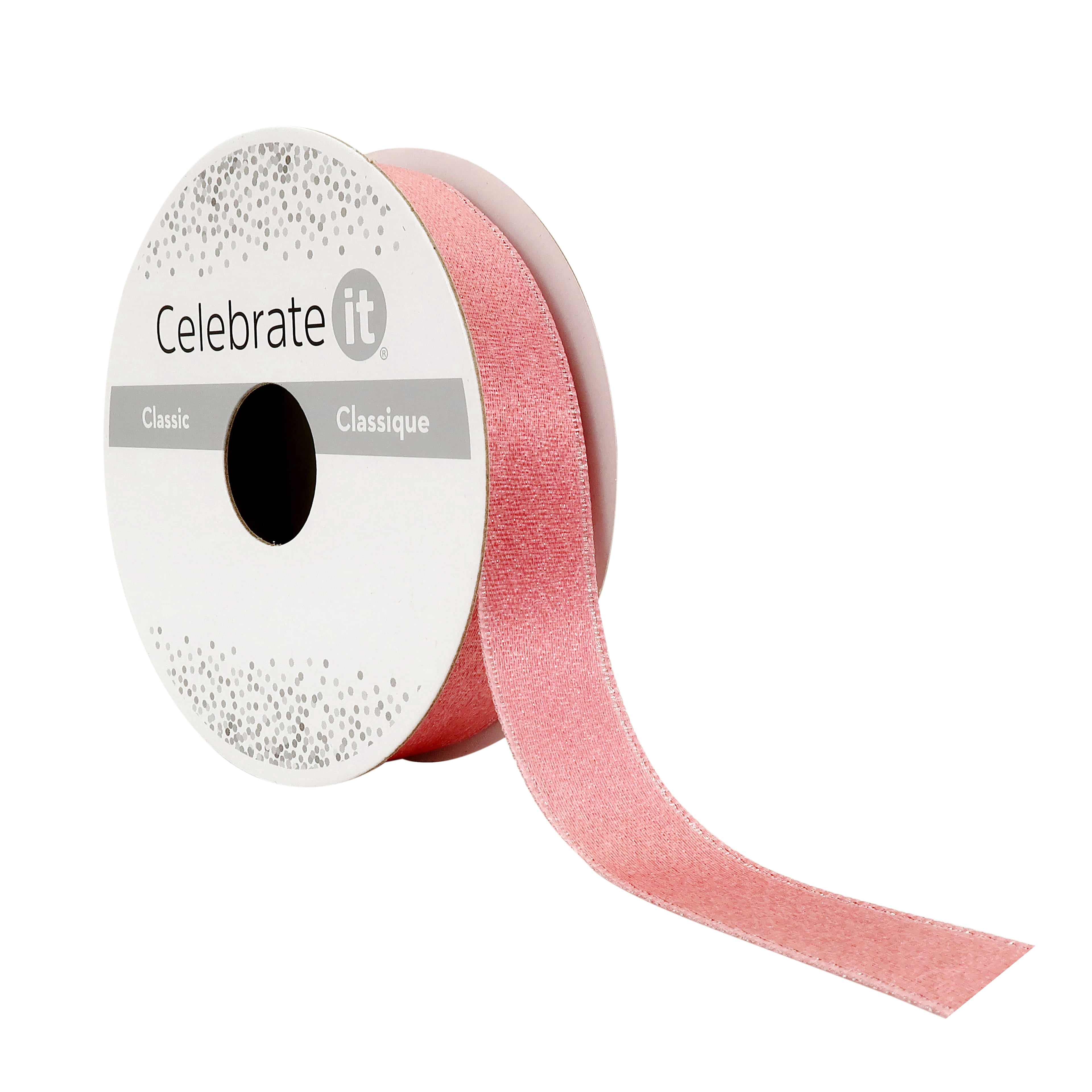 5/8" x 7yd. Blush Shimmer Ribbon by Celebrate It – Non-Wired with Woven Edge - Ideal for Gift Wrapping - Crafts & Decor - 12 Pack