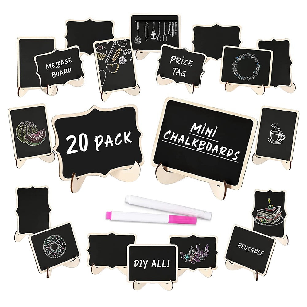 Mini Chalkboard Sign 20 Pack Food Labels for Party Buffet, Wooden Small