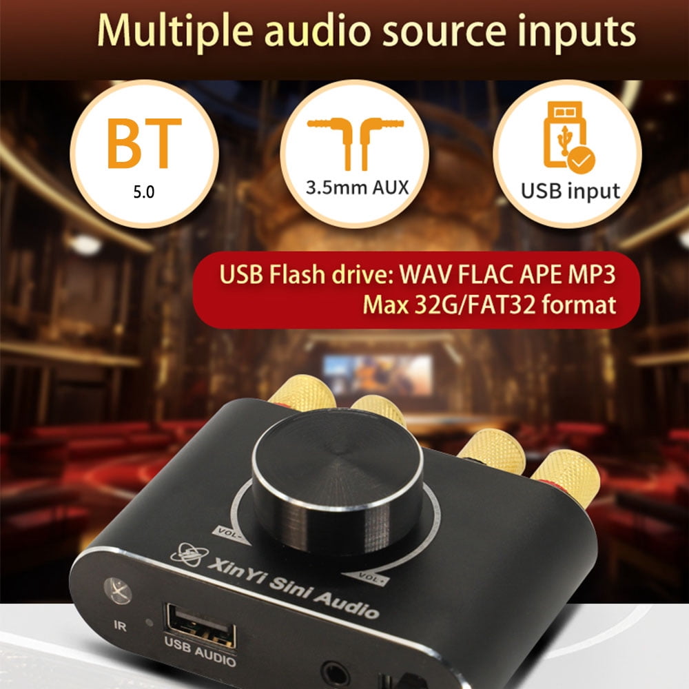 Portable Sound 50W+50W BT 5.1 Wireless Audio Power Amplifier Portable Sound Amplifier Speaker Amp for Car and Home