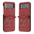 thumbnail image 6 of Dteck for Samsung Galaxy Z Flip 3 5G Case, Embossed PU Leather Hard PC Shell Ultra Thin Slim Durable Protective Phone Case Cover, Red, 6 of 6