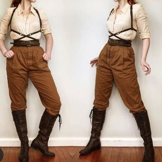 Womens Brown Polo Breeches – Baggy Jodhpurs Equestrian Sports Pants