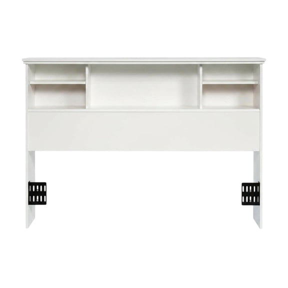 Engineered Wood Farmhouse Bookcase Headboard for Full and Queen Beds, Soft White