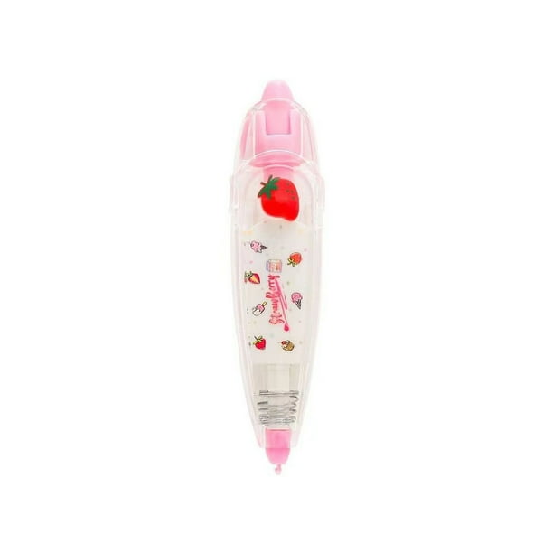 Methold Cinta correctora de aspecto bonito, regalo dulce, accesorios de oficina, Corrector de pegatinas de escritura, reemplazable, agarre práctico, pinturas Patrón de fresa