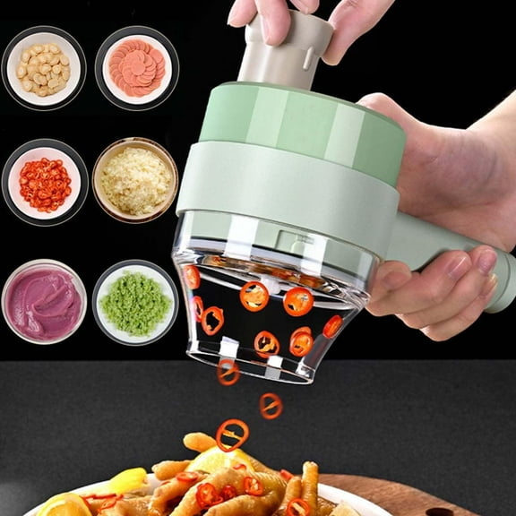 LINLIN 4 in 1 Electric Vegetable Chopper Slicer, Carrot and Garlic Chopper With Container, Kitchen Vegetable Food Slicer and Dicer Cutter, Egg Cutter-Mutifunctional Kitchen Gadgets with Container