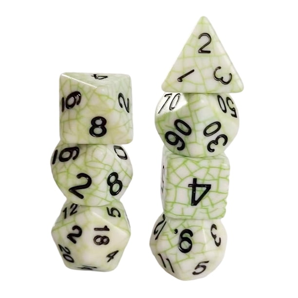 Juego de Dados Acrílicos de 7 piezas Sunnimix para fiesta DND RPG Blanco y verde