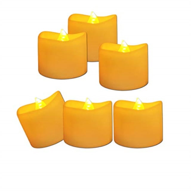 Youngerbaby 12pcs Amber Yellow Battery Operated Candles Flickering