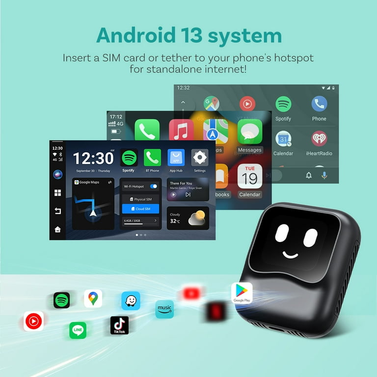 Ottocast Nano Car Ai TV Box Wireless CarPlay & Android Auto