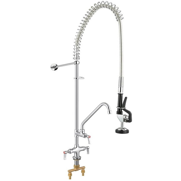 Aquaterior Commercial Pre-Rinse Kitchen Sink Faucet 48" Height with 12" Add-On Faucet Fit for 2/3 Compartment Sink cUPC NSF ANSI CEC